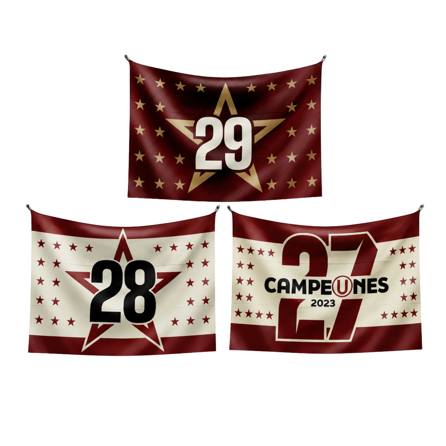 PACK BANDERAS TRICAMPEONES