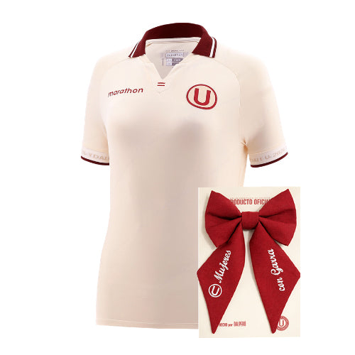 COMBO CAMISETA CREMA 2026 Y LAZO MUJER CON GARRA