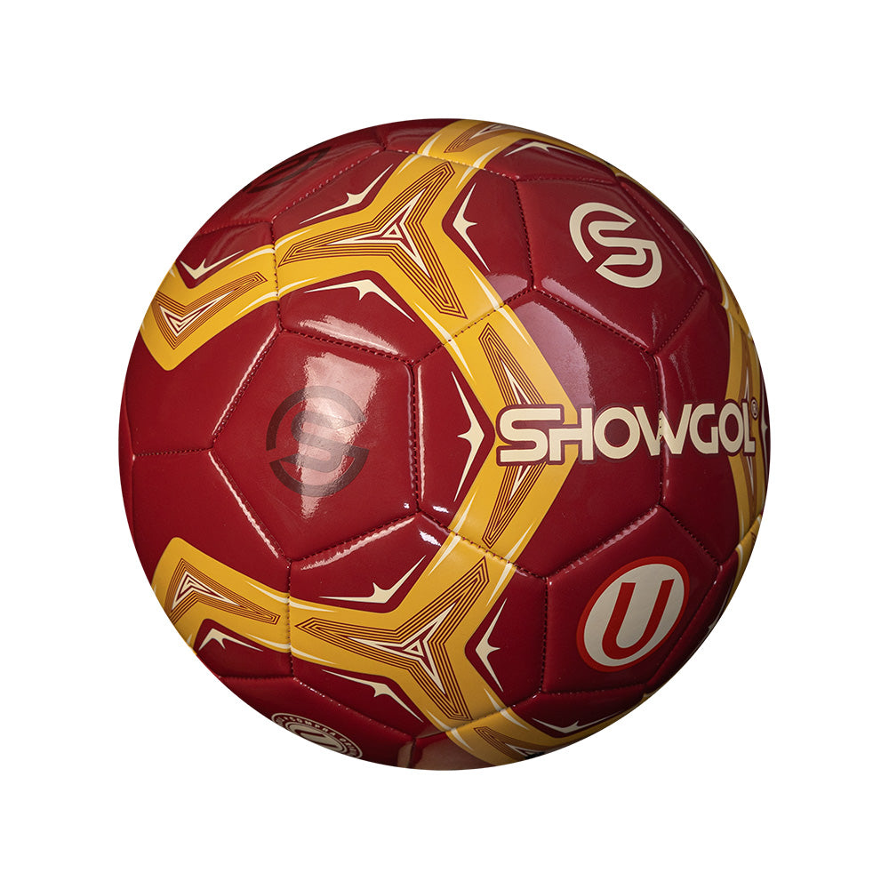 PELOTA UNIVERSITARIO FÚTBOL SHOWGOL – CUERO BRILLANTE GRANATE/DORADO