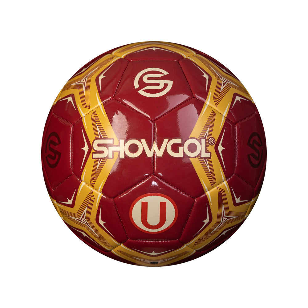 PELOTA UNIVERSITARIO FÚTBOL SHOWGOL – CUERO BRILLANTE GRANATE/DORADO