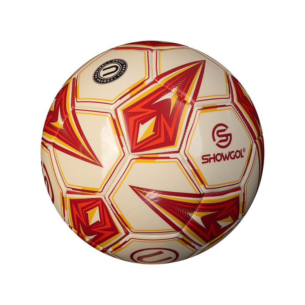PELOTA UNIVERSITARIO FÚTBOL SHOWGOL – CUERO BRILLANTE CREMA/GRANATE/DORADO